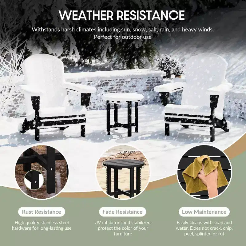 WestinTrends Malibu 2-Piece Outdoor Folding Adjustable Adirondack Chair with Cup Holder & Hideaway Ottoman and 18 Side Table