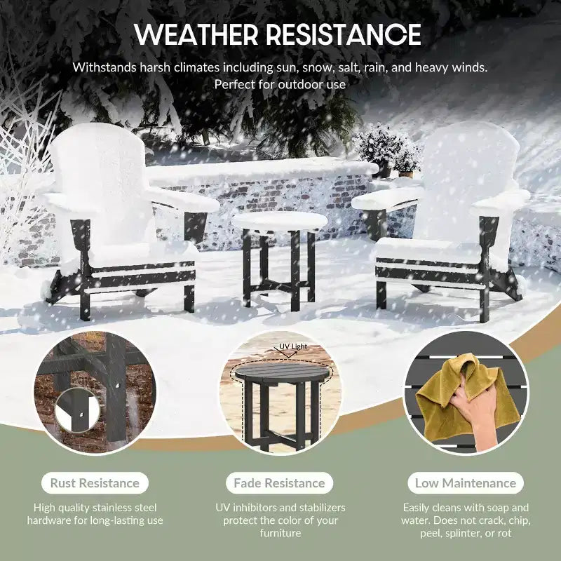 WestinTrends Malibu 2-Piece Outdoor Folding Adjustable Adirondack Chair with Cup Holder & Hideaway Ottoman and 18 Side Table