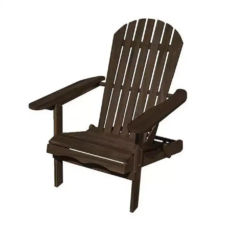 Royal Hampton Outdoor Adirondack Chair, Slatted Back, Weathered Gray Wood