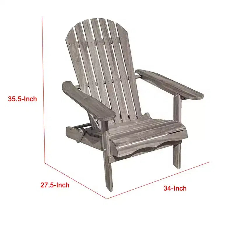 Royal Hampton Outdoor Adirondack Chair, Slatted Back, Gray Eucalyptus Wood