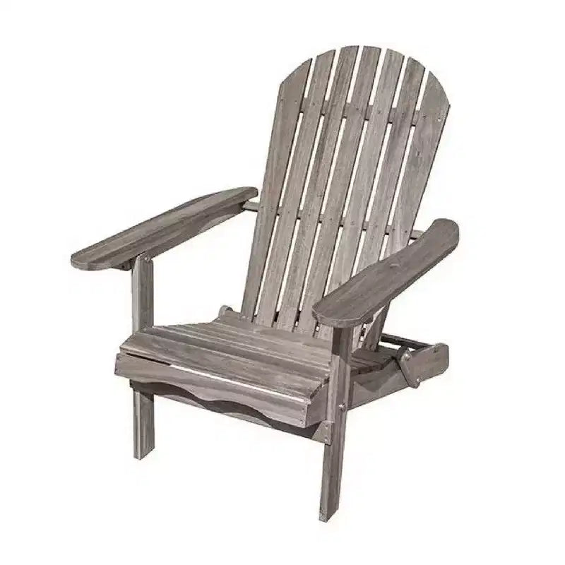 Royal Hampton Outdoor Adirondack Chair, Slatted Back, Gray Eucalyptus Wood