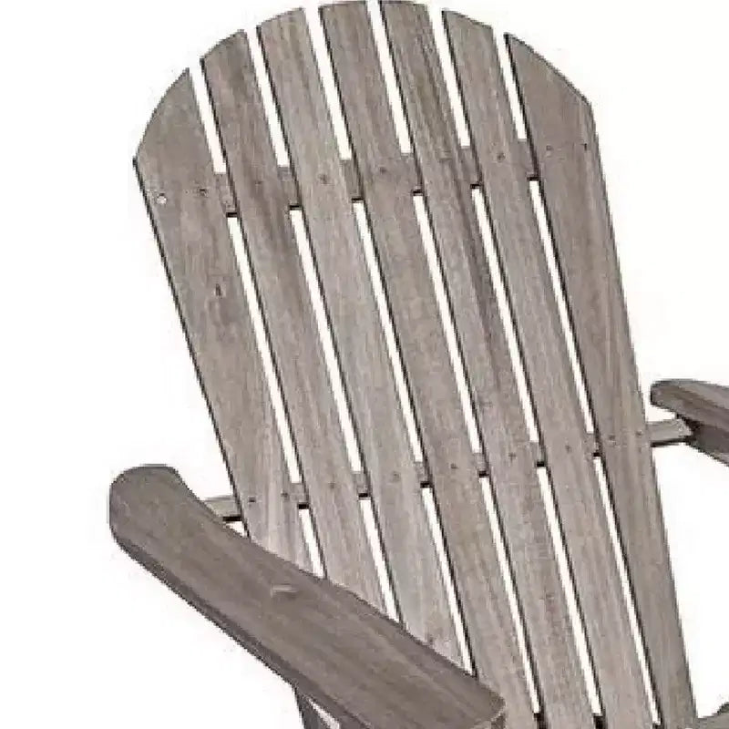 Royal Hampton Outdoor Adirondack Chair, Slatted Back, Gray Eucalyptus Wood