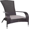 Balkene Home 62430 Coconino Wicker Chair All Weather Lightweight Durable Adirondack Style Chair Grey Outdoor Cushion Included - Black