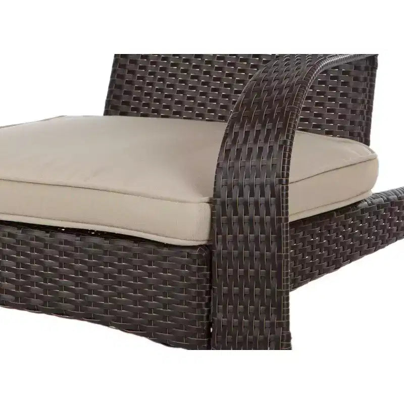 Balkene Home Coconino Wicker Lounge Chair, All-Weather Beige Cushion, Lightweight Durable Adirondack, Mocha Finish