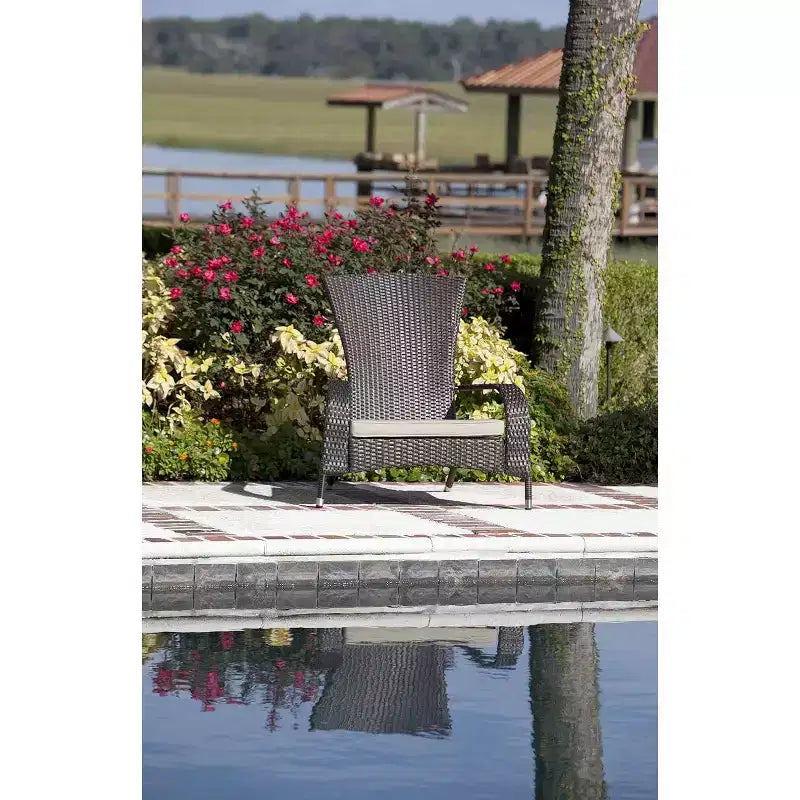 Balkene Home Coconino Wicker Lounge Chair, All-Weather Beige Cushion, Lightweight Durable Adirondack, Mocha Finish
