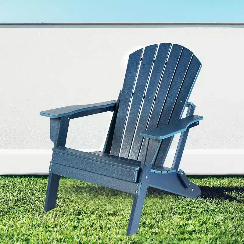 Acekool Folding Adirondack Chair with Deep Seat, Wide Armrests, Waterproof and UV Resistant Plastic, Portable Outdoor Patio and Lawn Seating