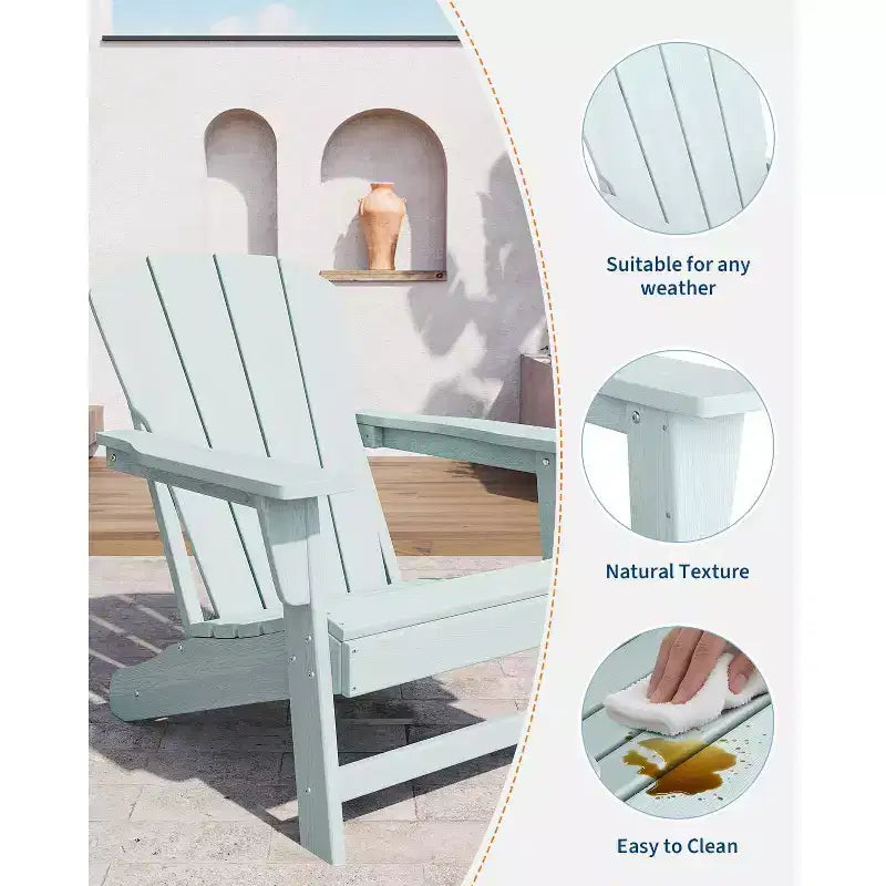 2-Pack HDPE Adirondack Chairs - Weather Resistant Outdoor Chairs for Patio/Lawn (380lbs Capacity, No Assembly Required)
