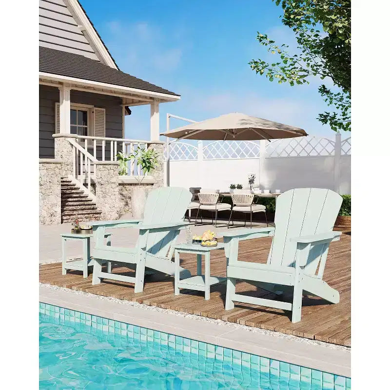 2-Pack HDPE Adirondack Chairs - Weather Resistant Outdoor Chairs for Patio/Lawn (380lbs Capacity, No Assembly Required)