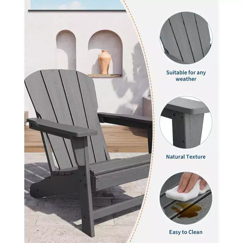 2-Pack HDPE Adirondack Chairs - Weather Resistant Outdoor Chairs for Patio/Lawn (380lbs Capacity, No Assembly Required)