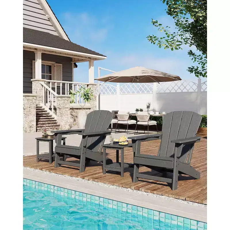 2-Pack HDPE Adirondack Chairs - Weather Resistant Outdoor Chairs for Patio/Lawn (380lbs Capacity, No Assembly Required)