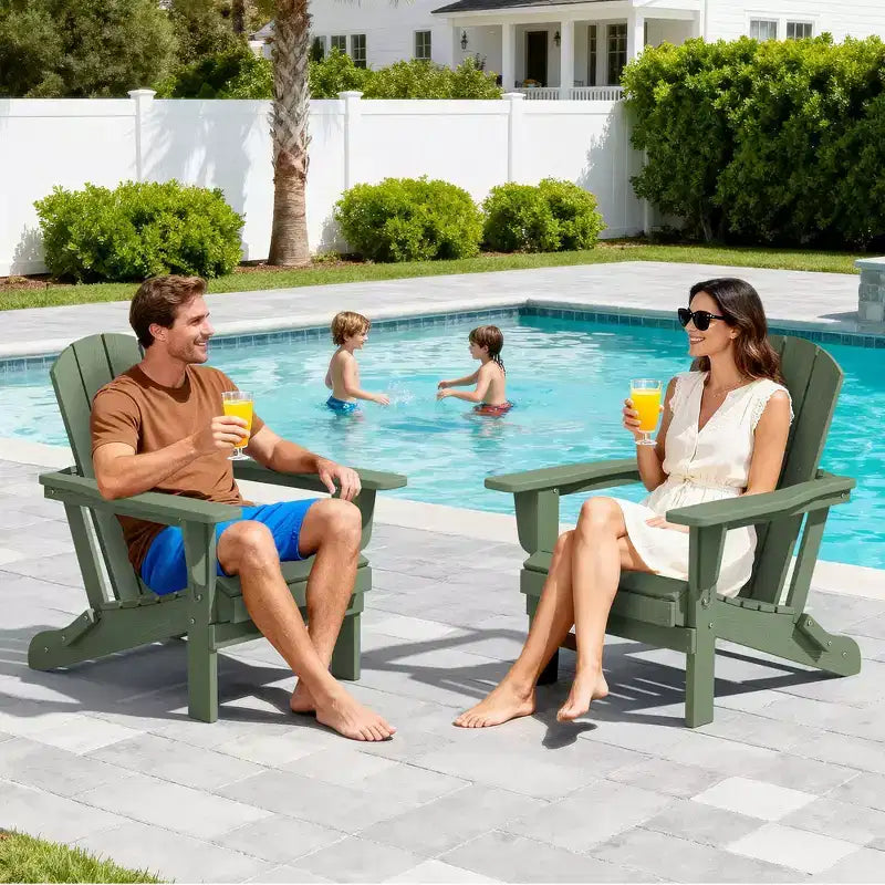 Hyleory HDPE Folding Adirondack Chair  Weather-Resistant Outdoor Lounge Chair