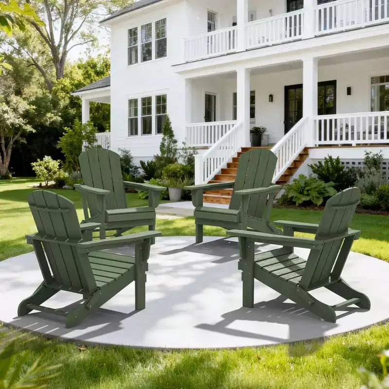 Hyleory HDPE Folding Adirondack Chair  Weather-Resistant Outdoor Lounge Chair
