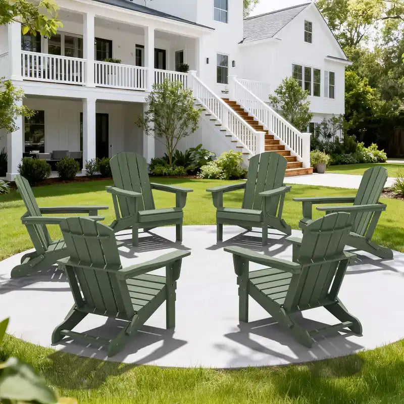 Hyleory HDPE Folding Adirondack Chair  Weather-Resistant Outdoor Lounge Chair