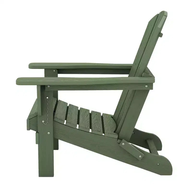 Hyleory HDPE Folding Adirondack Chair  Weather-Resistant Outdoor Lounge Chair