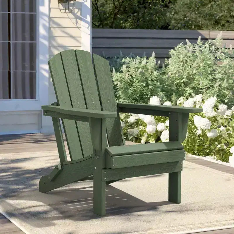 Hyleory HDPE Folding Adirondack Chair  Weather-Resistant Outdoor Lounge Chair