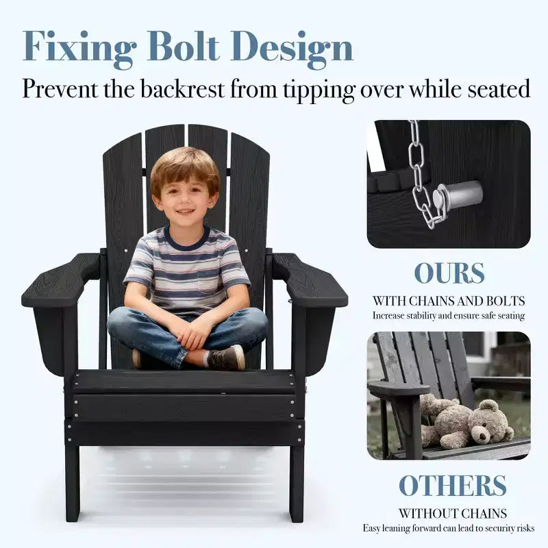 Hyleory HDPE Folding Adirondack Chair  Weather-Resistant Outdoor Lounge Chair