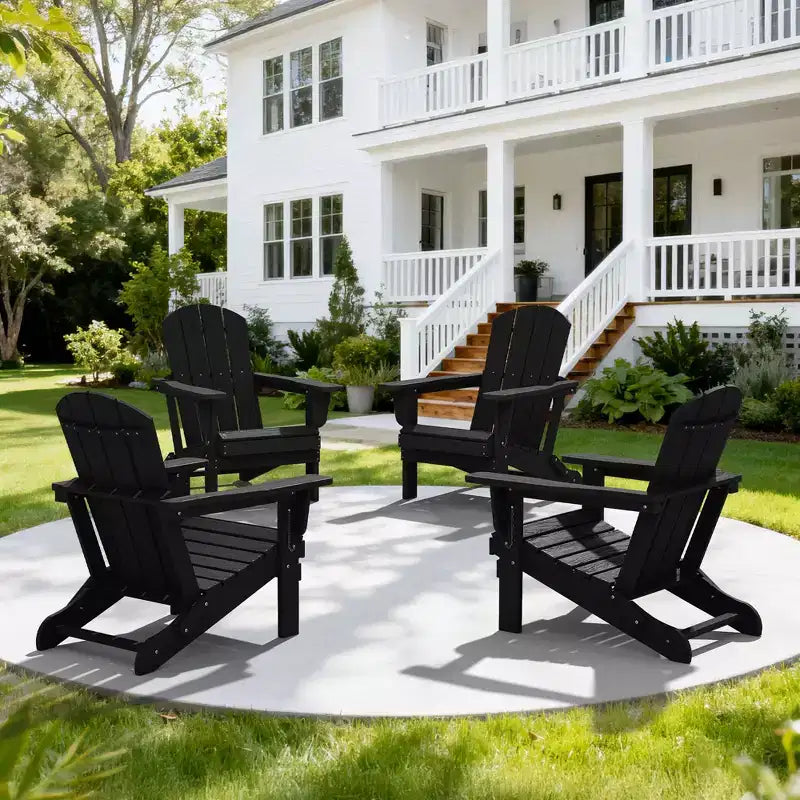 Hyleory HDPE Folding Adirondack Chair  Weather-Resistant Outdoor Lounge Chair