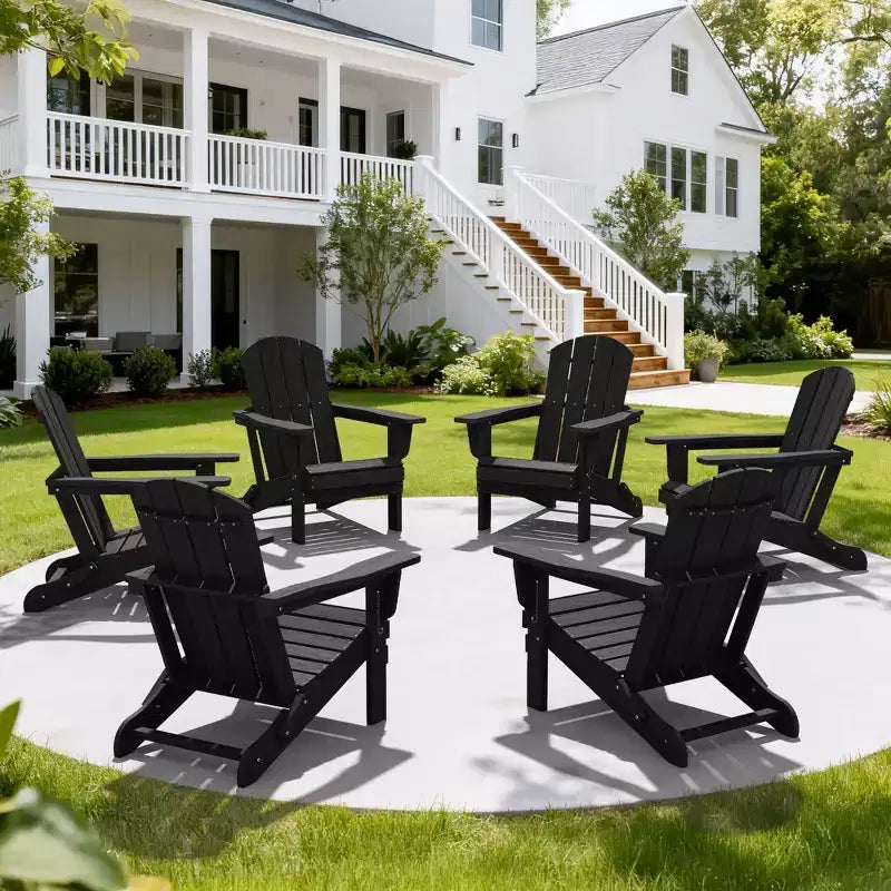 Hyleory HDPE Folding Adirondack Chair  Weather-Resistant Outdoor Lounge Chair