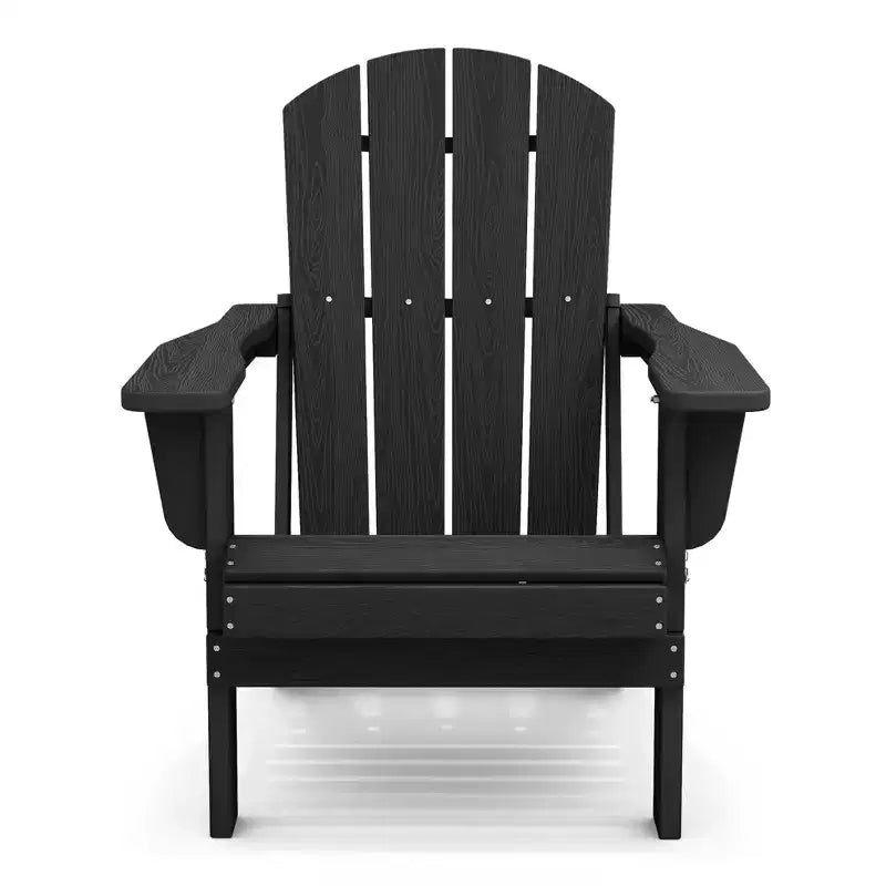 Hyleory HDPE Folding Adirondack Chair  Weather-Resistant Outdoor Lounge Chair