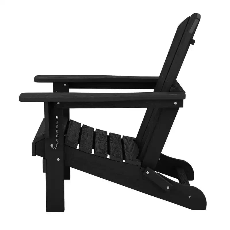 Hyleory HDPE Folding Adirondack Chair  Weather-Resistant Outdoor Lounge Chair