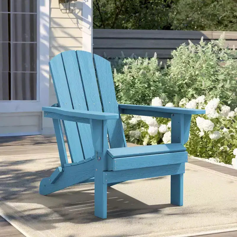 Hyleory HDPE Folding Adirondack Chair  Weather-Resistant Outdoor Lounge Chair