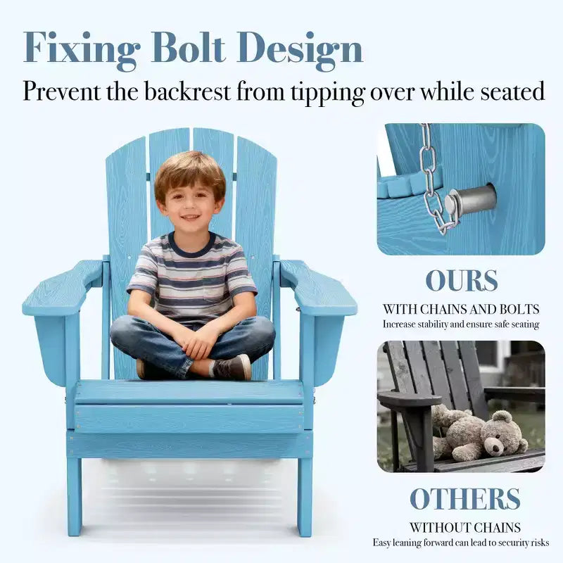 Hyleory HDPE Folding Adirondack Chair  Weather-Resistant Outdoor Lounge Chair