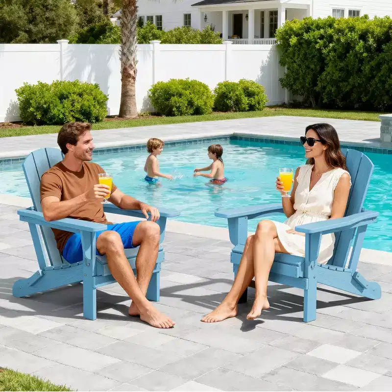 Hyleory HDPE Folding Adirondack Chair  Weather-Resistant Outdoor Lounge Chair