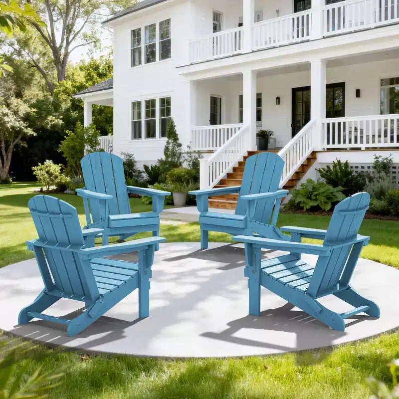 Hyleory HDPE Folding Adirondack Chair  Weather-Resistant Outdoor Lounge Chair