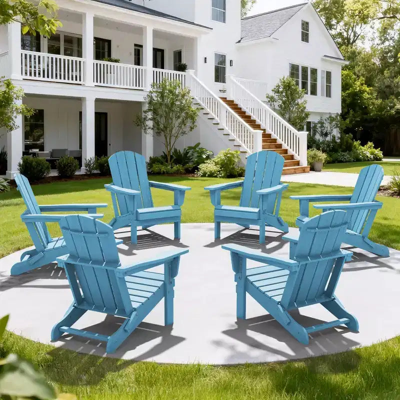 Hyleory HDPE Folding Adirondack Chair  Weather-Resistant Outdoor Lounge Chair
