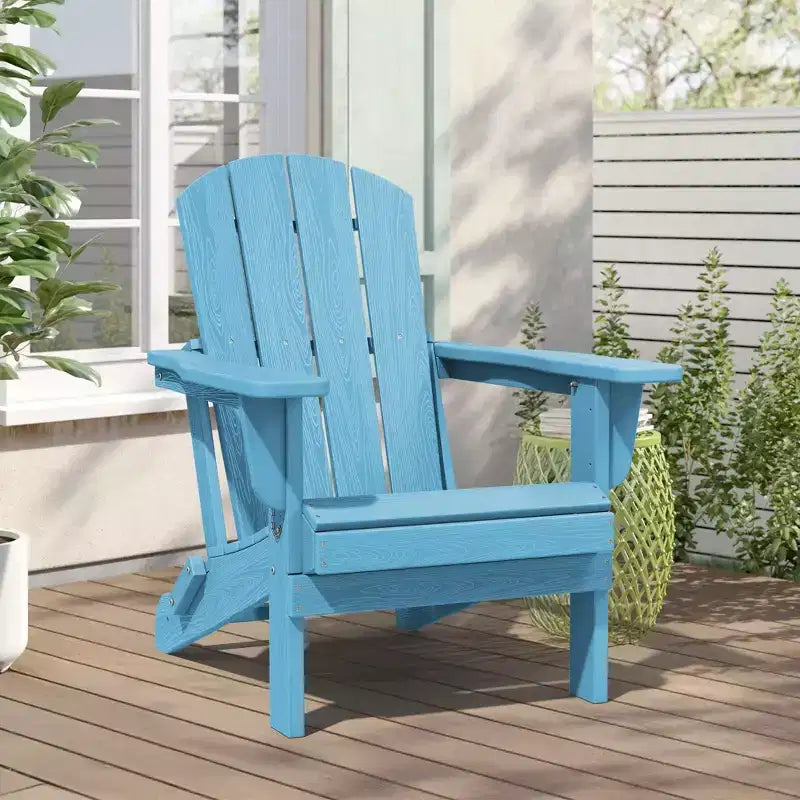 Hyleory HDPE Folding Adirondack Chair  Weather-Resistant Outdoor Lounge Chair