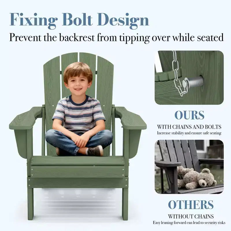 Hyleory HDPE Folding Adirondack Chair  Weather-Resistant Outdoor Lounge Chair