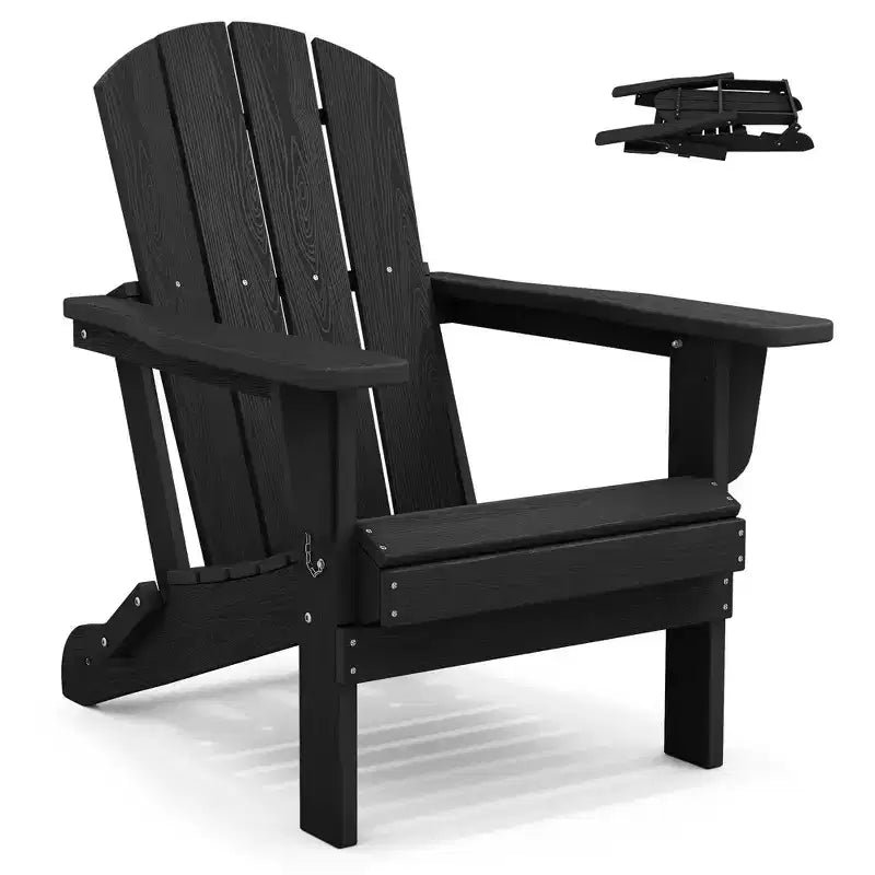 Hyleory HDPE Folding Adirondack Chair  Weather-Resistant Outdoor Lounge Chair