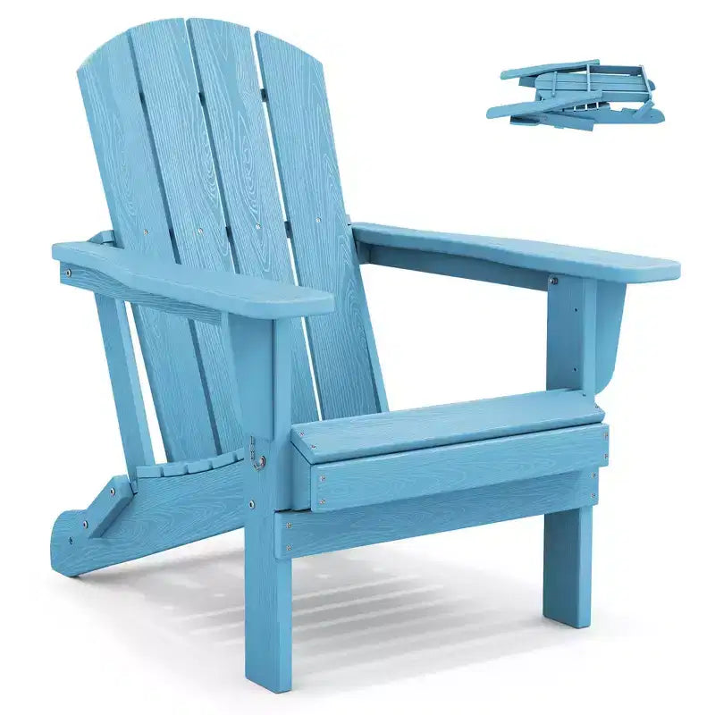 Hyleory HDPE Folding Adirondack Chair  Weather-Resistant Outdoor Lounge Chair