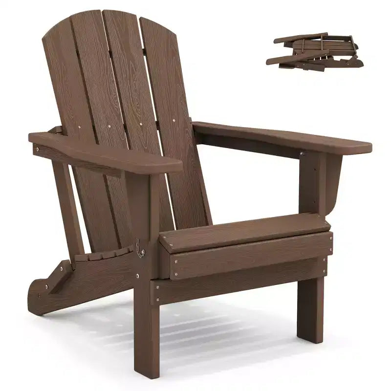 Hyleory HDPE Folding Adirondack Chair  Weather-Resistant Outdoor Lounge Chair
