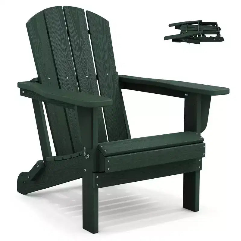 Hyleory HDPE Folding Adirondack Chair  Weather-Resistant Outdoor Lounge Chair