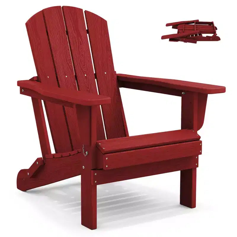 Hyleory HDPE Folding Adirondack Chair  Weather-Resistant Outdoor Lounge Chair
