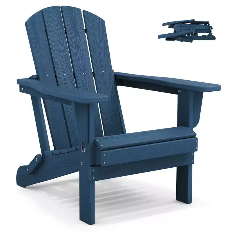 Hyleory HDPE Folding Adirondack Chair  Weather-Resistant Outdoor Lounge Chair
