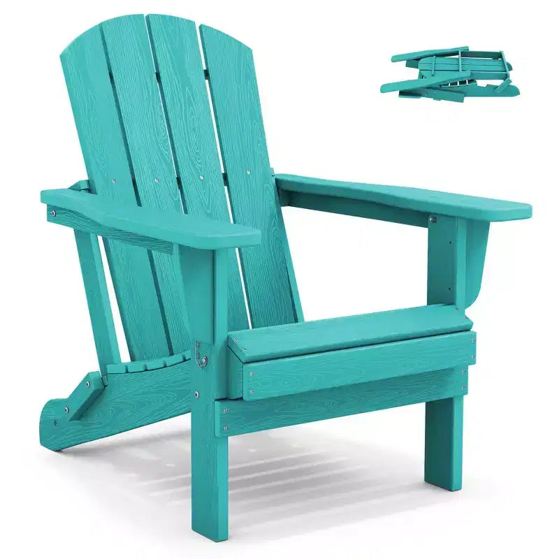 Hyleory HDPE Folding Adirondack Chair  Weather-Resistant Outdoor Lounge Chair