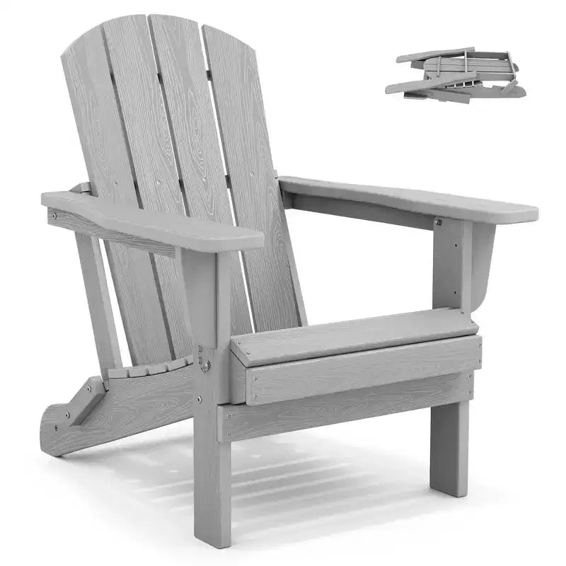 Hyleory HDPE Folding Adirondack Chair  Weather-Resistant Outdoor Lounge Chair