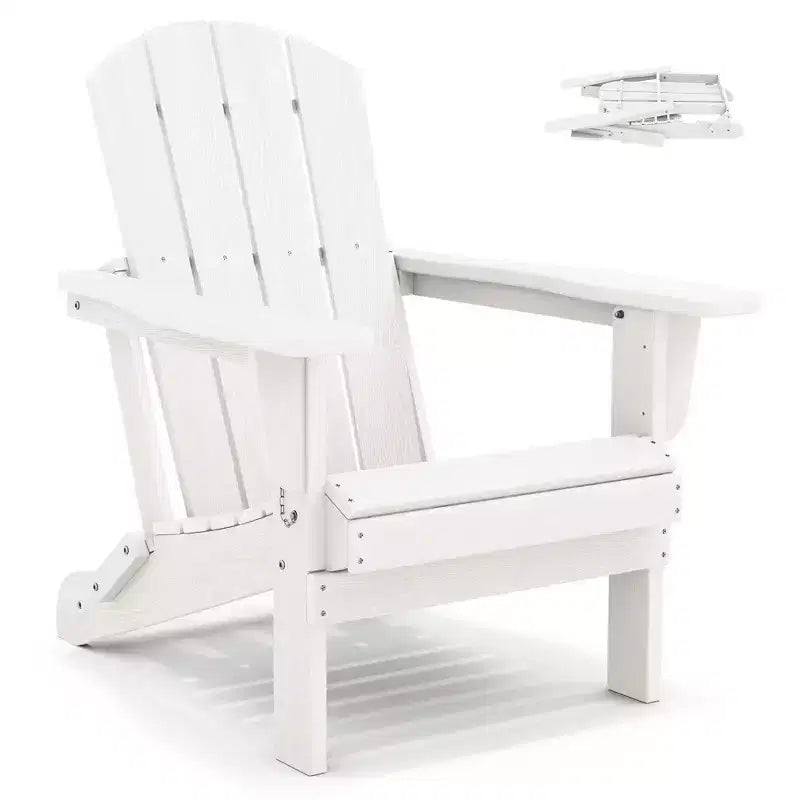 Hyleory HDPE Folding Adirondack Chair  Weather-Resistant Outdoor Lounge Chair
