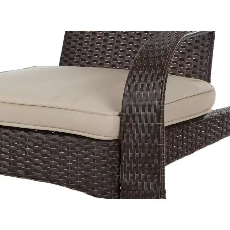 Balkene Home 62966 Coconino Wicker Conversation Set Lightweight & Durable Adirondack Style Chairs All Weather Wicker Includes Khaki Cushions - Mocha