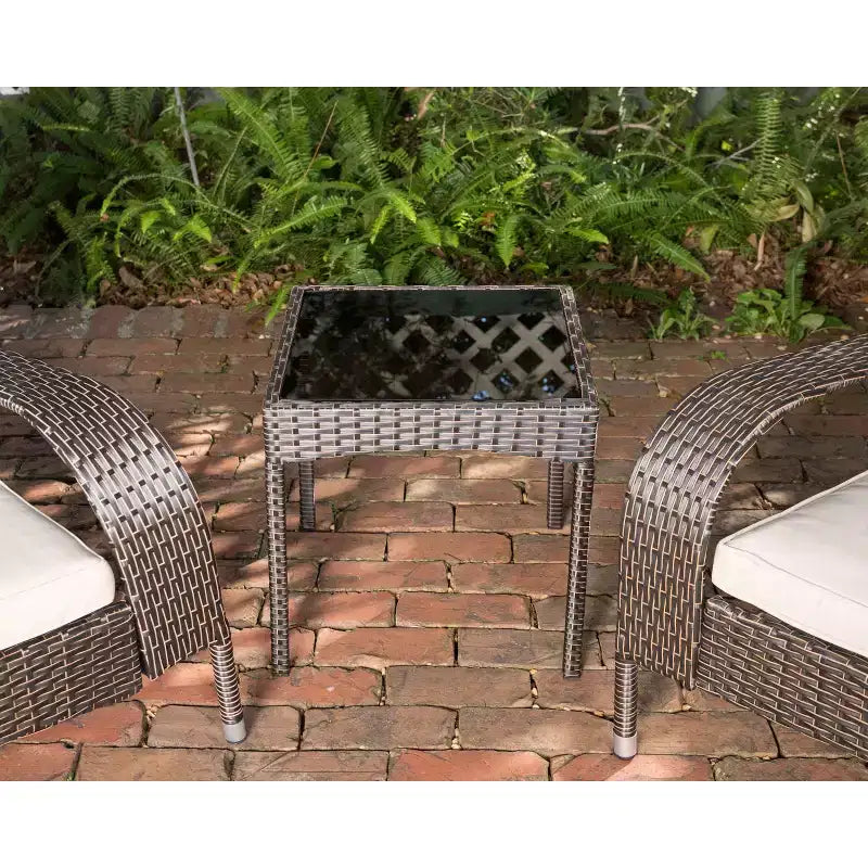 Balkene Home 62966 Coconino Wicker Conversation Set Lightweight & Durable Adirondack Style Chairs All Weather Wicker Includes Khaki Cushions - Mocha