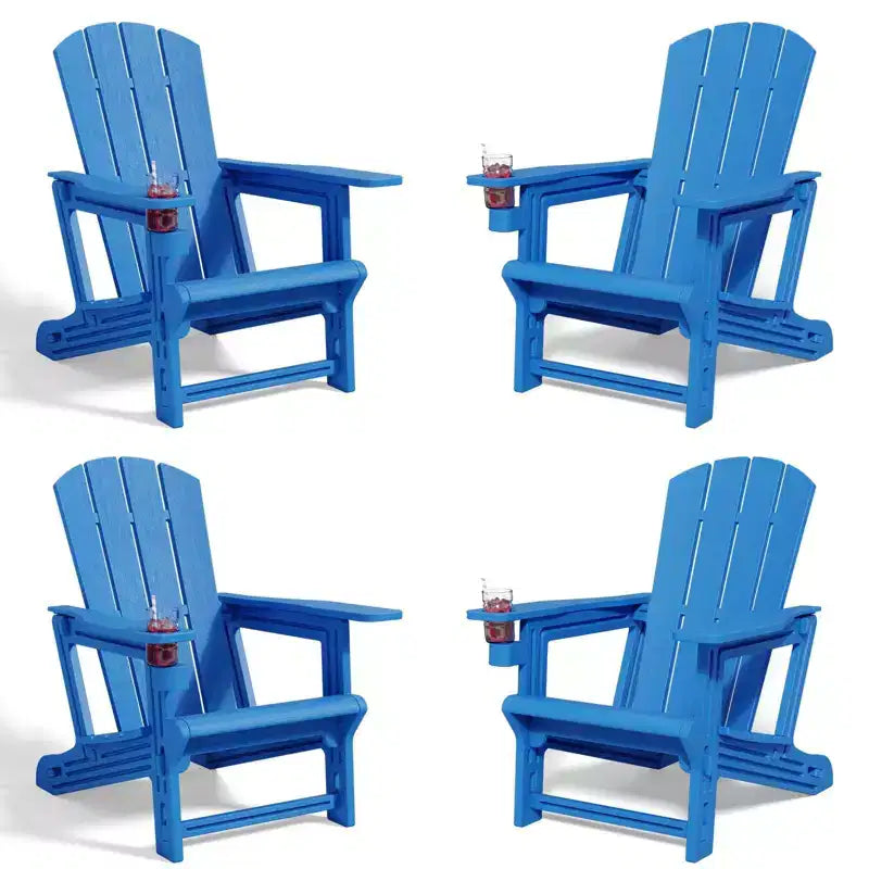 NAYSAYE Patio Chaise Lounge Adirondack Chair 4-Piece Foldable Recliner with Cup Holder 400 LBS Capacity for Backyard Garden, 22.3*30*36.4