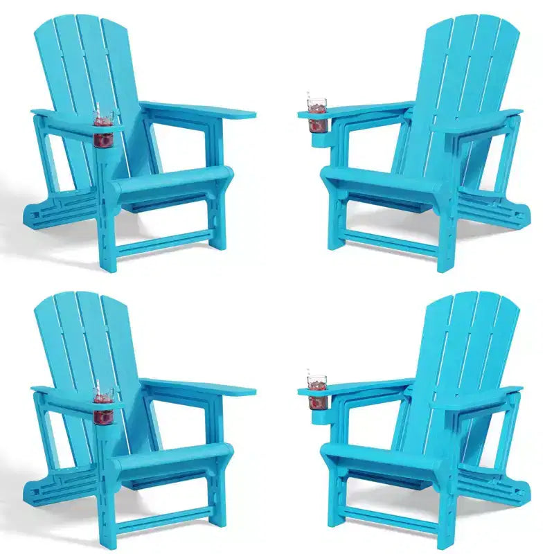 NAYSAYE Patio Chaise Lounge Adirondack Chair 4-Piece Foldable Recliner with Cup Holder 400 LBS Capacity for Backyard Garden, 22.3*30*36.4