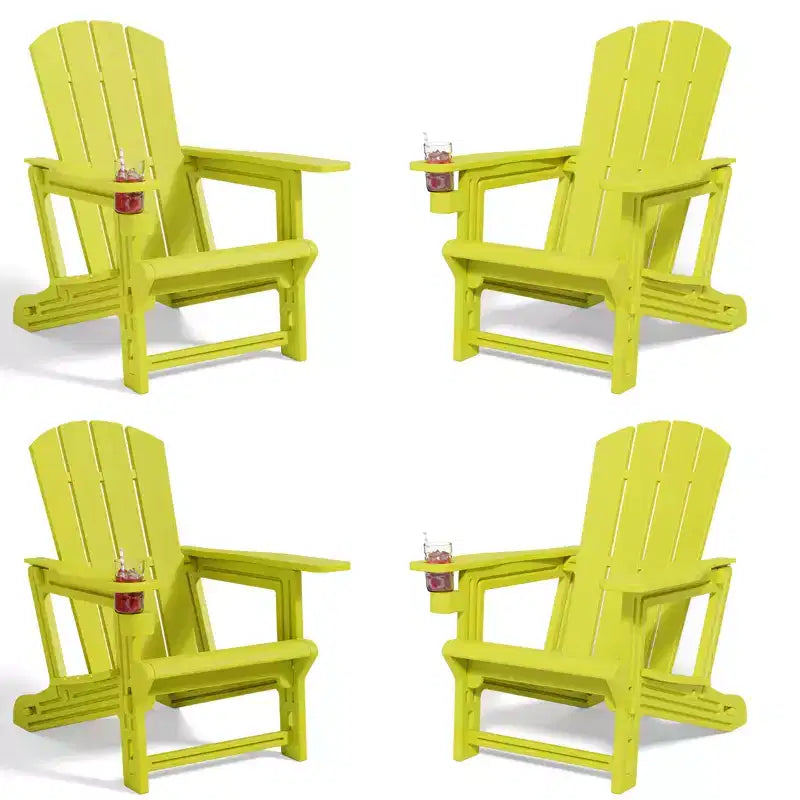 NAYSAYE Patio Chaise Lounge Adirondack Chair 4-Piece Foldable Recliner with Cup Holder 400 LBS Capacity for Backyard Garden, 22.3*30*36.4