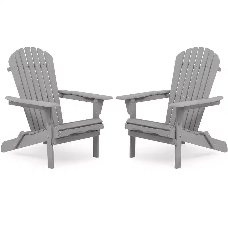 Okak Outdoor Adirondack Chair with Wooden Frame Set of 2, Foldable Outdoor Chair with FIxed Arms, Porch Chairs for Garden, Lawn, Backyard