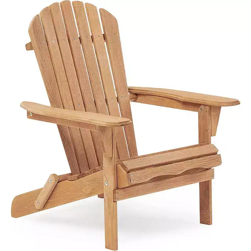 Okak Outdoor Adirondack Chair with Wooden Frame Set of 2, Foldable Outdoor Chair with FIxed Arms, Porch Chairs for Garden, Lawn, Backyard