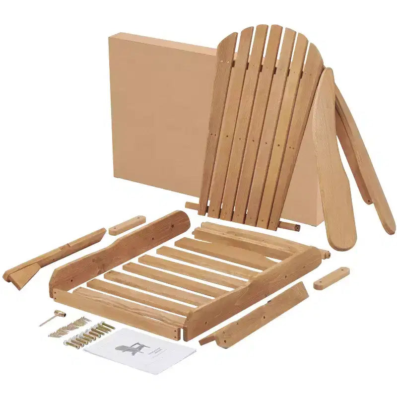 Okak Outdoor Adirondack Chair with Wooden Frame Set of 2, Foldable Outdoor Chair with FIxed Arms, Porch Chairs for Garden, Lawn, Backyard