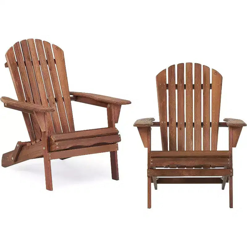Okak Outdoor Adirondack Chair with Wooden Frame Set of 2, Foldable Outdoor Chair with FIxed Arms, Porch Chairs for Garden, Lawn, Backyard