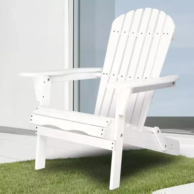 Okak Outdoor Adirondack Chair with Wooden Frame Set of 2, Foldable Outdoor Chair with FIxed Arms, Porch Chairs for Garden, Lawn, Backyard